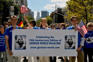 Facebook fans and subscribers joined German World publisher Petra Schuermann at the Steuben Parade 2012. Photo: B. Radske. 